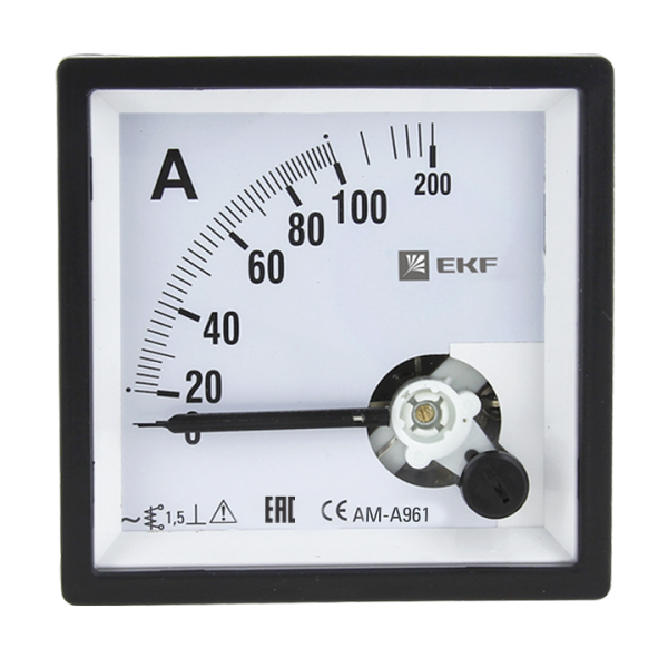 Амперметр  EKF  AM-A961 аналоговый на панель 96х96 (квадратный вырез) 100А трансформаторное подключение